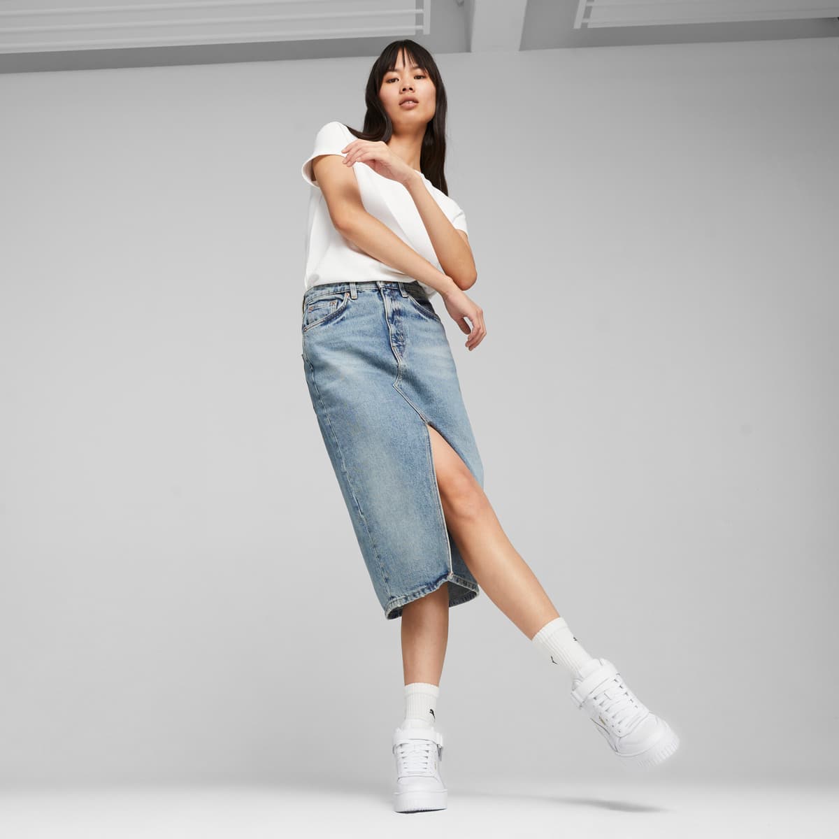 PUMA Carina Street halfhoge sneakers voor Dames, Wit/Goud, Maat 38 thumbnail 7