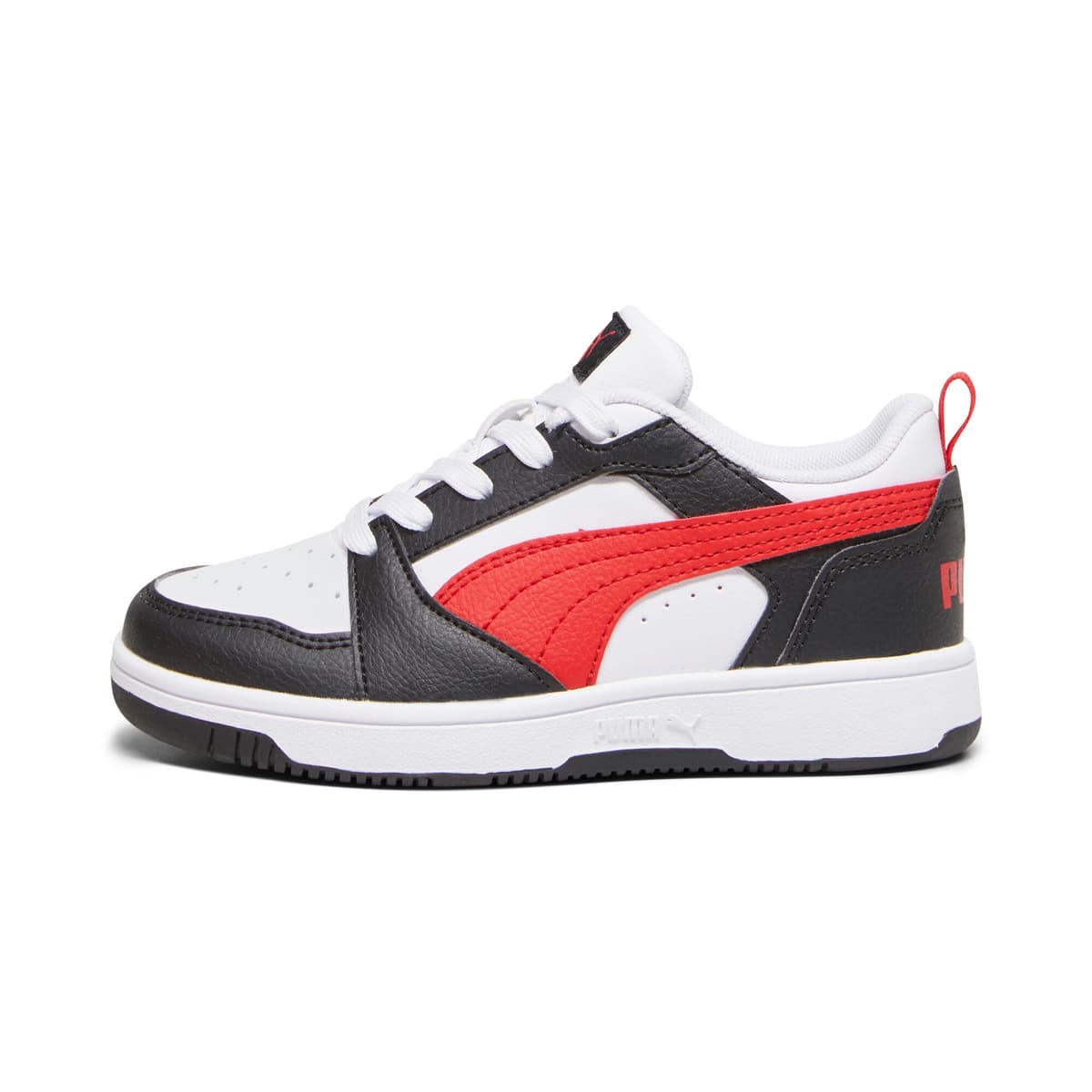 PUMA Rebound V6 Lo sneakers, Zwart/Rood/Wit, Maat 32,5