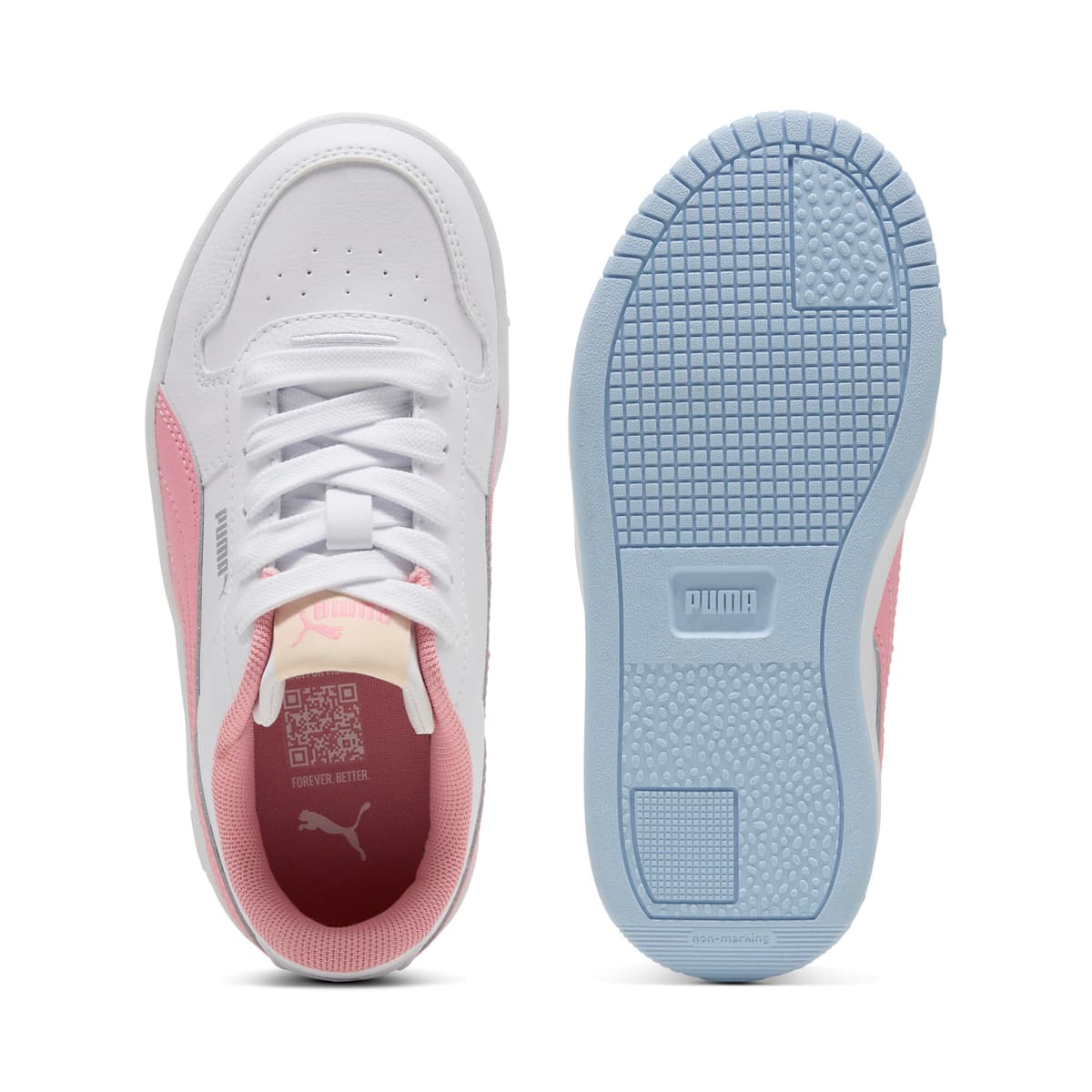 PUMA Carina Street sneakers voor Dames, Roze/Wit/Zilver, Maat 34,5 thumbnail 4