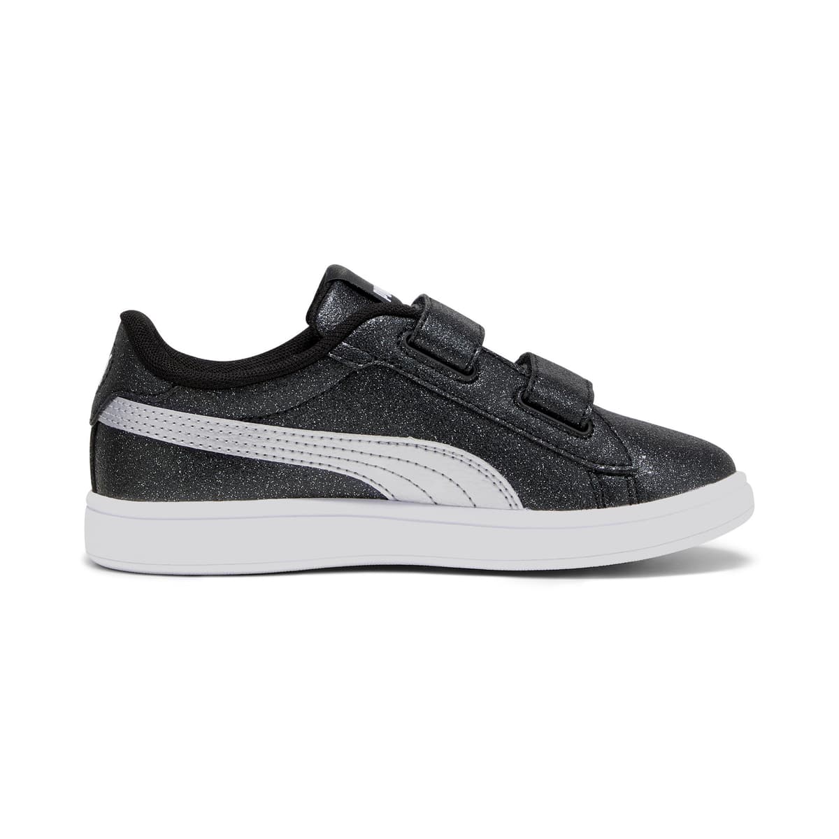 PUMA Smash 3.0 Glitz Glam sneakers voor Dames, Zwart/Wit/Zilver, Maat 31,5 thumbnail 3