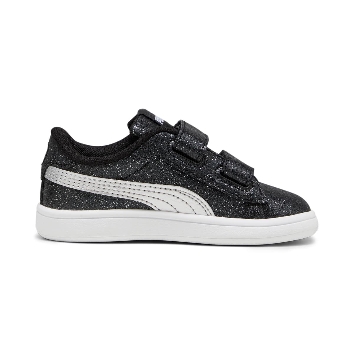 PUMA Smash 3.0 Glitz Glam sneakers voor Dames, Zwart/Wit/Zilver, Maat 27 thumbnail 3