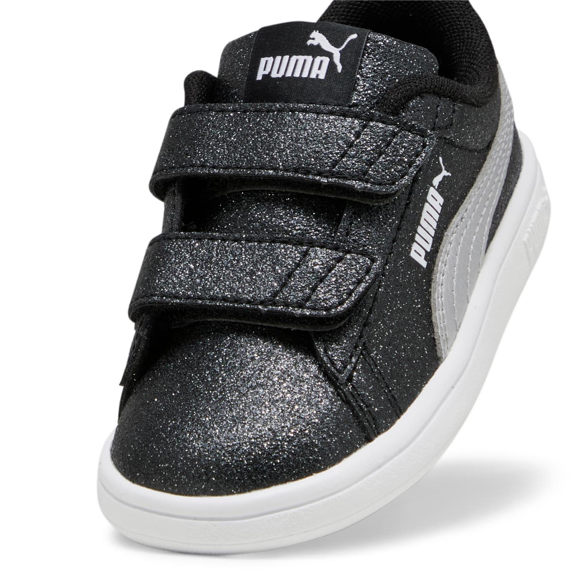 PUMA Smash 3.0 Glitz Glam sneakers voor Dames, Zwart/Wit/Zilver, Maat 27 thumbnail 2