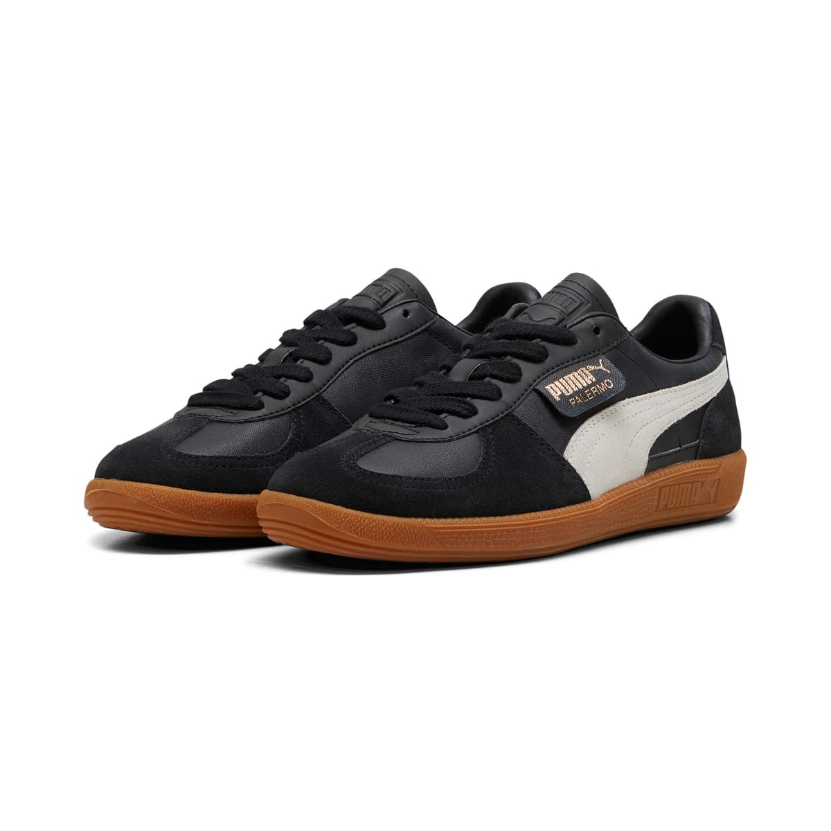 PUMA Palermo leren sneakers uniseks, Zwart/Grijs, Maat 35,5 thumbnail 6