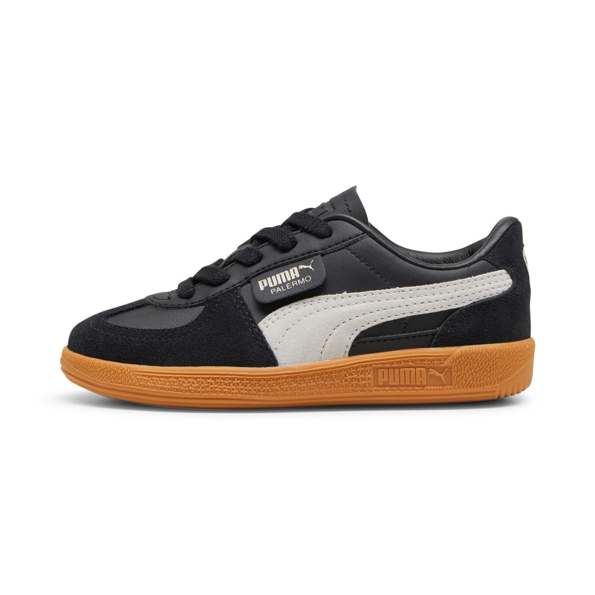 PUMA Palermo leren sneakers, Zwart/Grijs, Maat 32,5