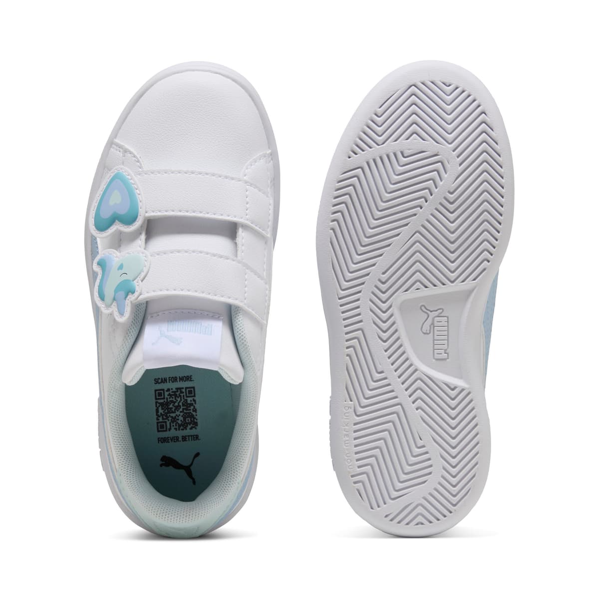PUMA Smash 3.0 Badges sneakers voor Dames, Wit, Maat 31,5 thumbnail 4