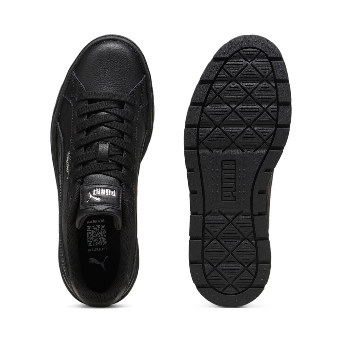 PUMA Karmen II Leather sneakers voor Dames, Zwart/Zilver, Maat 38 thumbnail 4