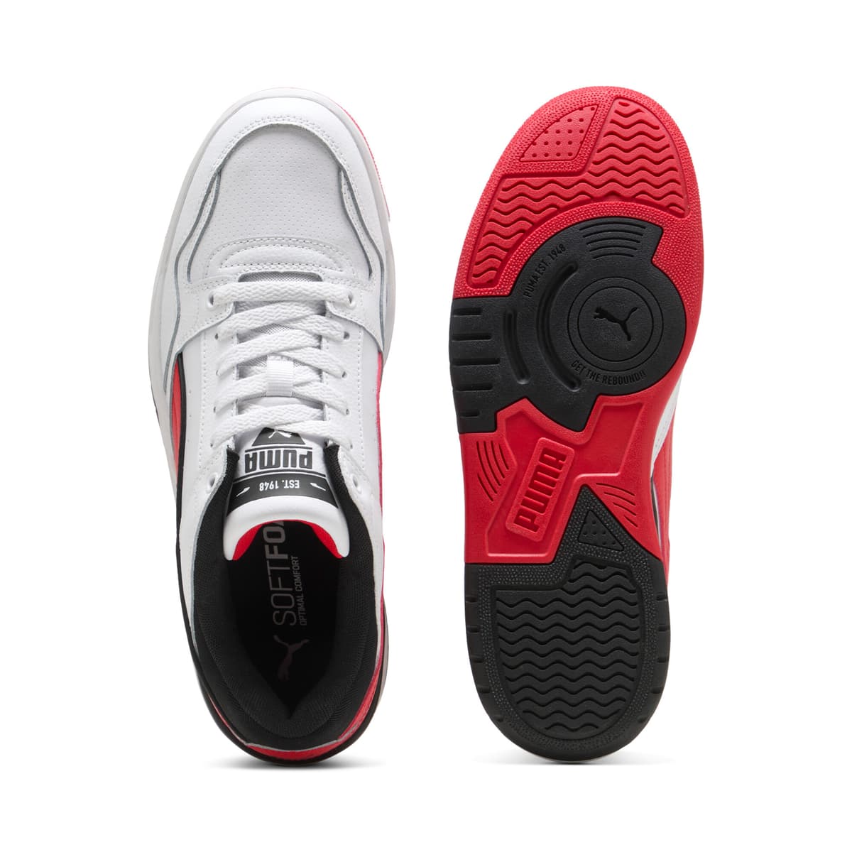 PUMA Rebound Retro sneakers unisex, Zwart/Rood/Wit, Maat 44,5 thumbnail 4