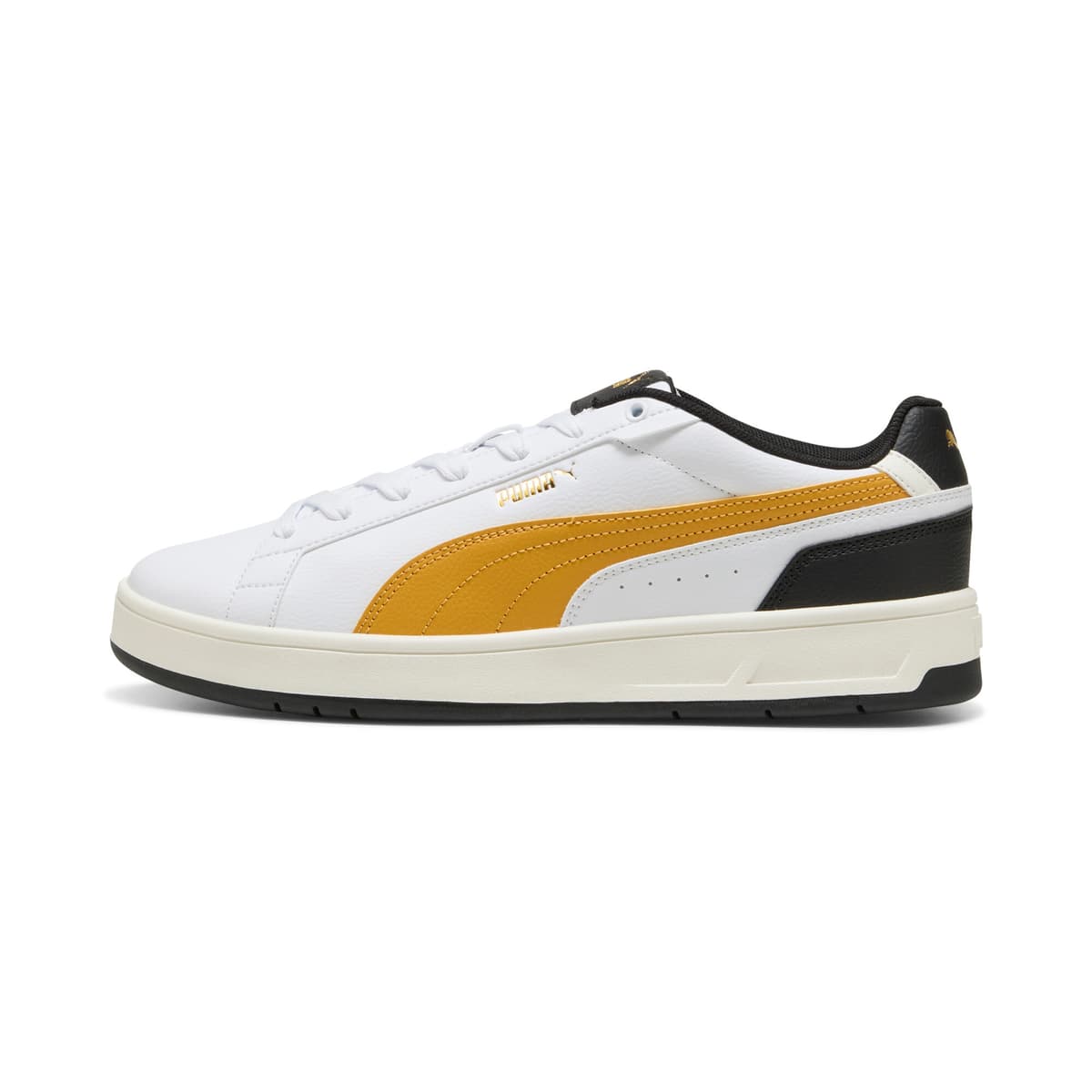 PUMA Court Classico sneakers unisex, Zwart/Wit/Goud, Maat 42,5