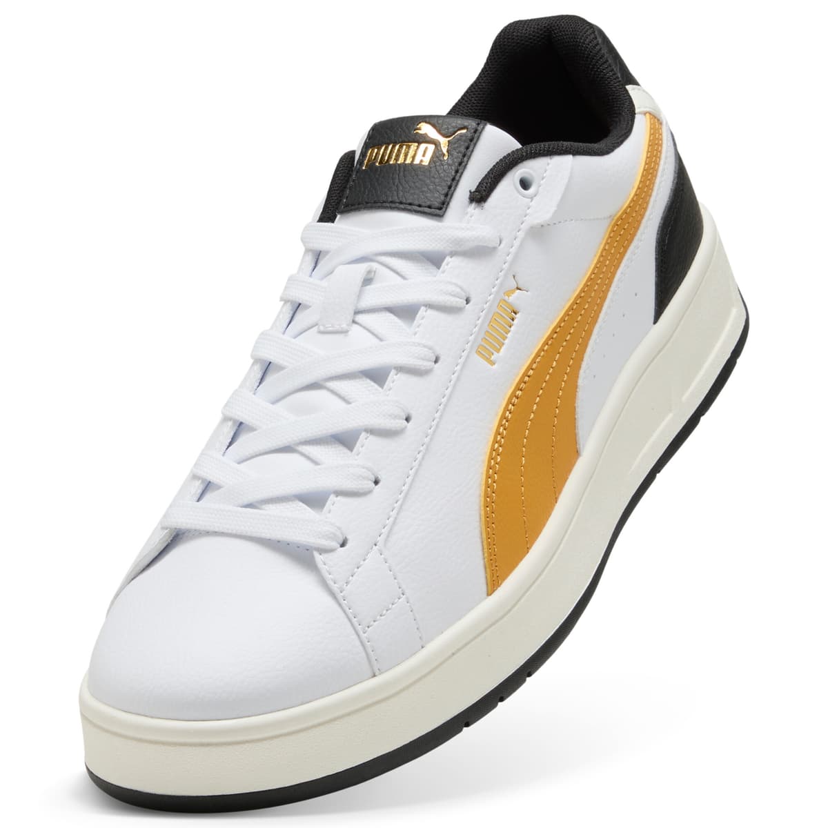 PUMA Court Classico sneakers unisex, Zwart/Wit/Goud, Maat 42,5 thumbnail 2