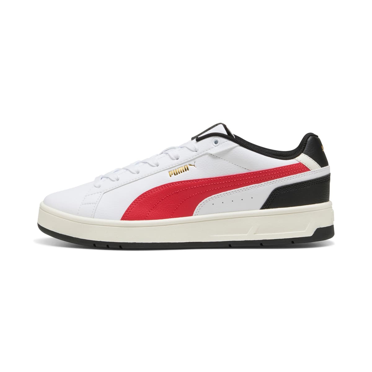 PUMA Court Classico sneakers unisex, Zwart/Rood/Wit, Maat 43