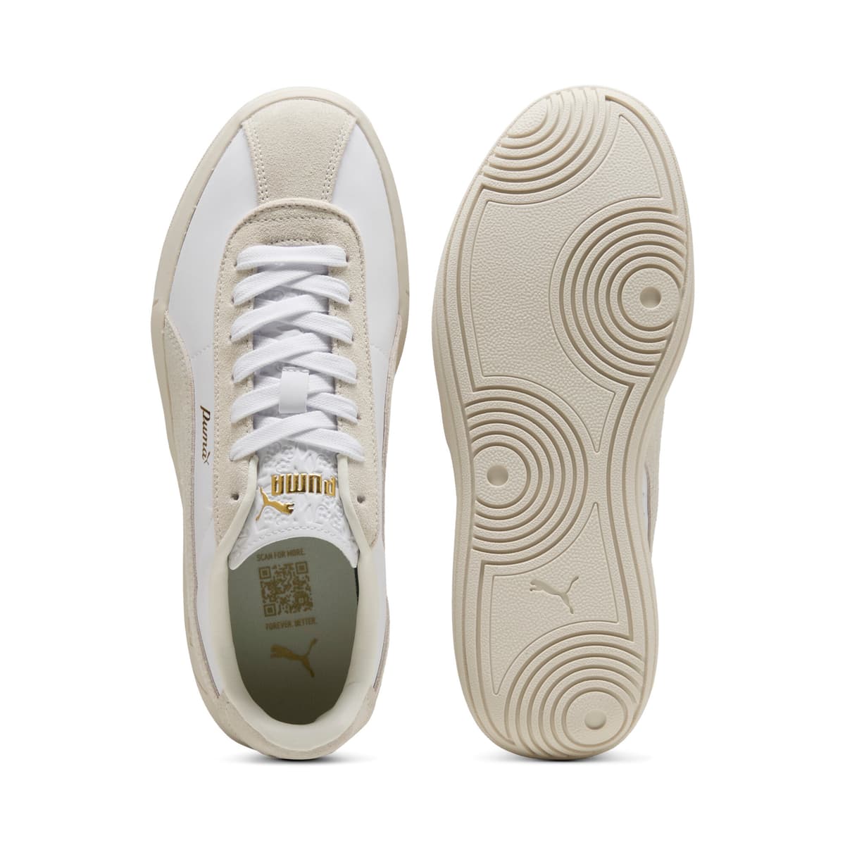 PUMA Club Klassika sneakers voor Dames, Wit/Goud, Maat 40 thumbnail 4