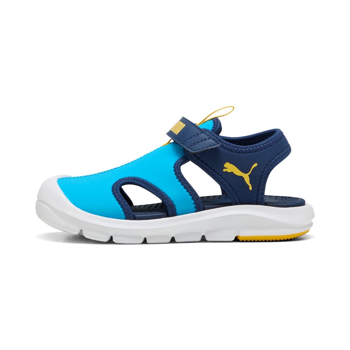PUMA Fun Racer sandalen, Blauw/Geel, Maat 34,5