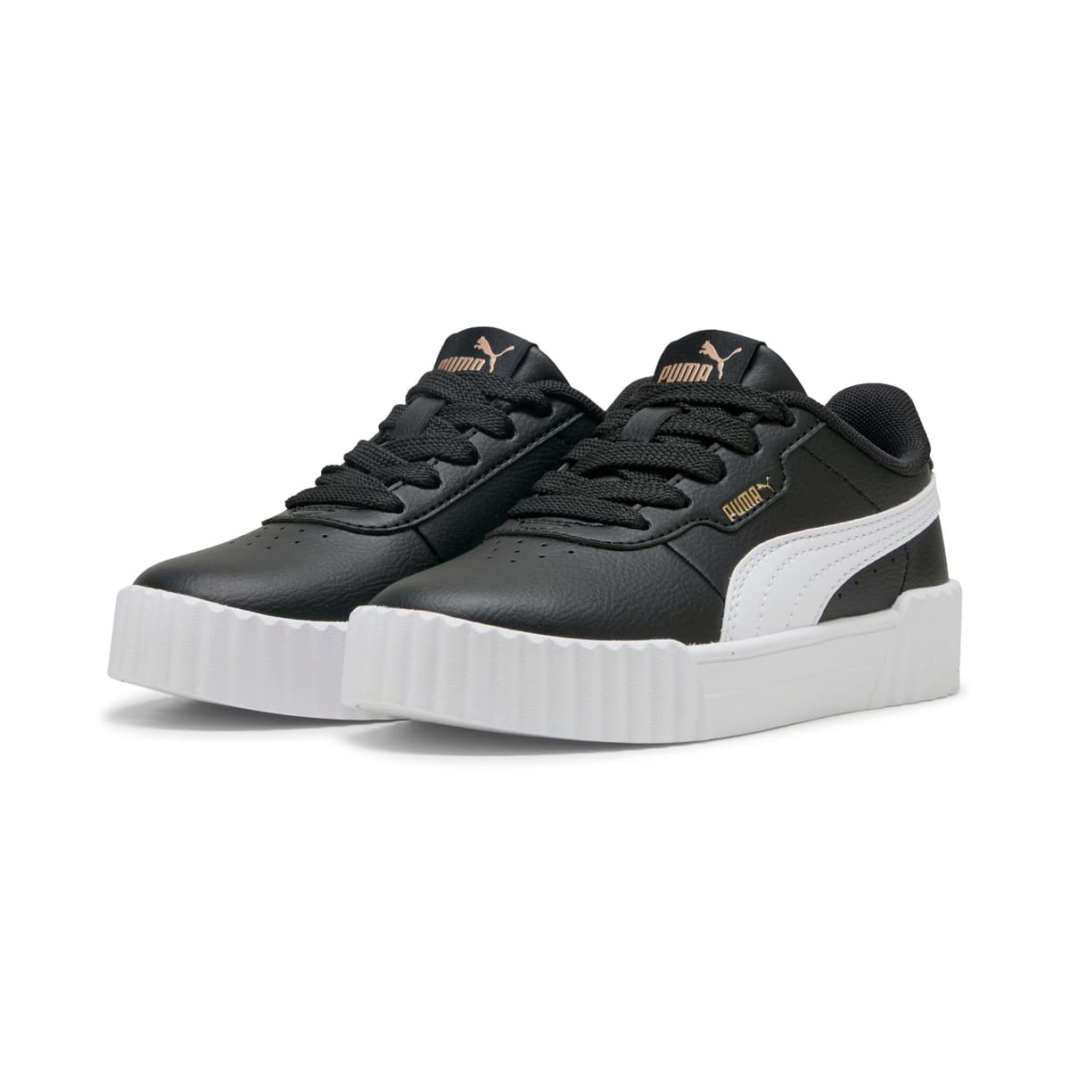 PUMA Carina 3.0 sneakers voor Dames, Zwart/Wit/Goud, Maat 30 thumbnail 6