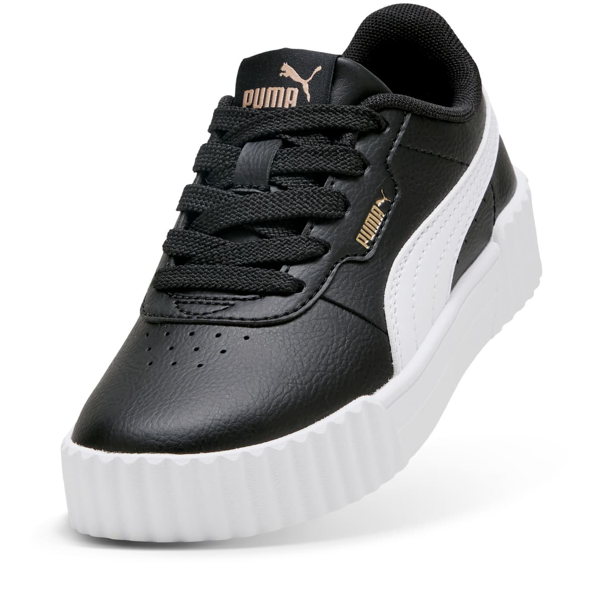 PUMA Carina 3.0 sneakers voor Dames, Zwart/Wit/Goud, Maat 30 thumbnail 2