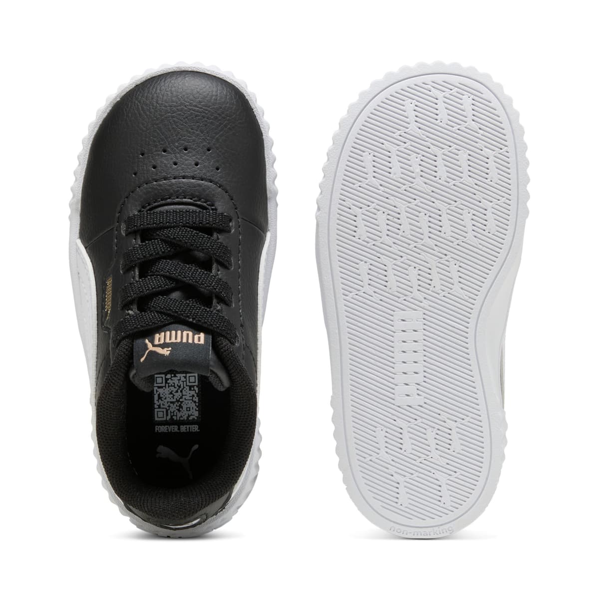 PUMA Carina 3.0 Holo sneakers voor Dames, Zwart/Wit/Goud, Maat 23 thumbnail 4