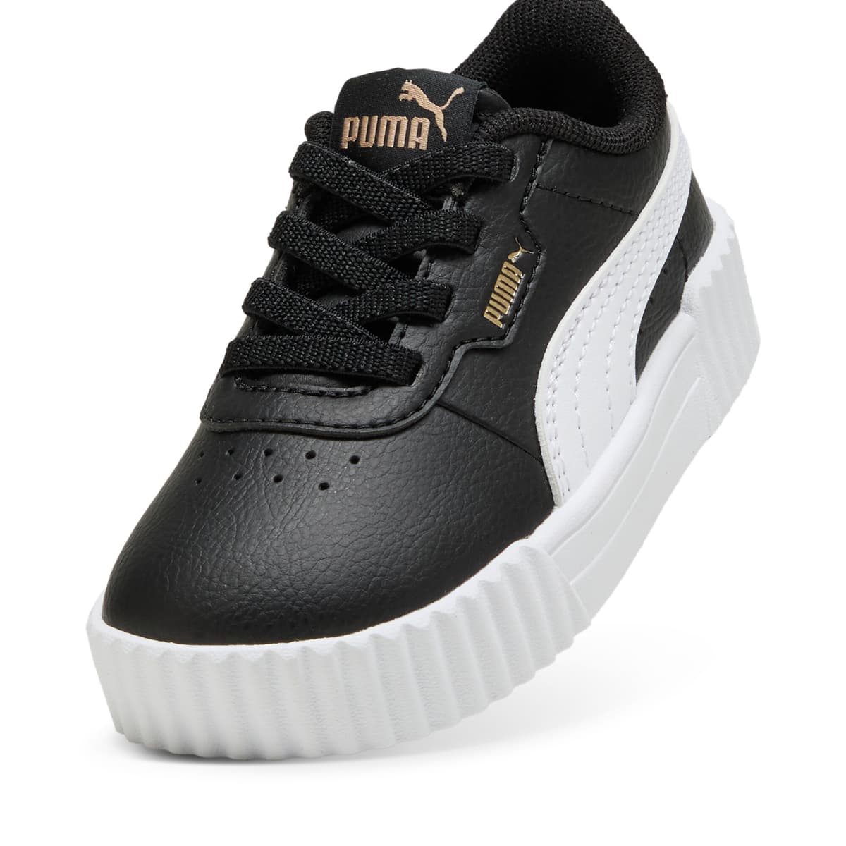PUMA Carina 3.0 Holo sneakers voor Dames, Zwart/Wit/Goud, Maat 23 thumbnail 2