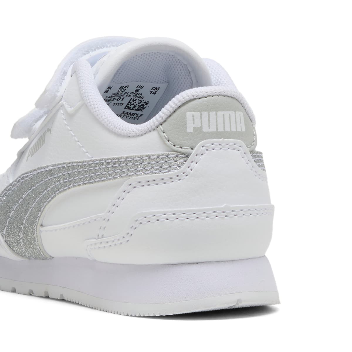 PUMA ST Runner v4 Glitter sneakers voor Dames, Grijs/Wit/Zilver, Maat 20 thumbnail 5