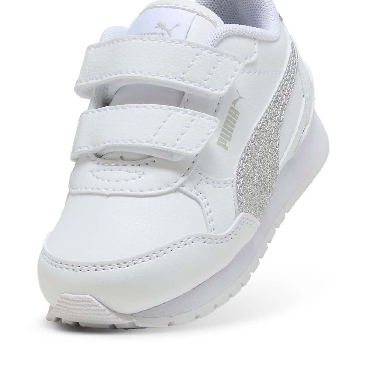 PUMA ST Runner v4 Glitter sneakers voor Dames, Grijs/Wit/Zilver, Maat 20 thumbnail 2