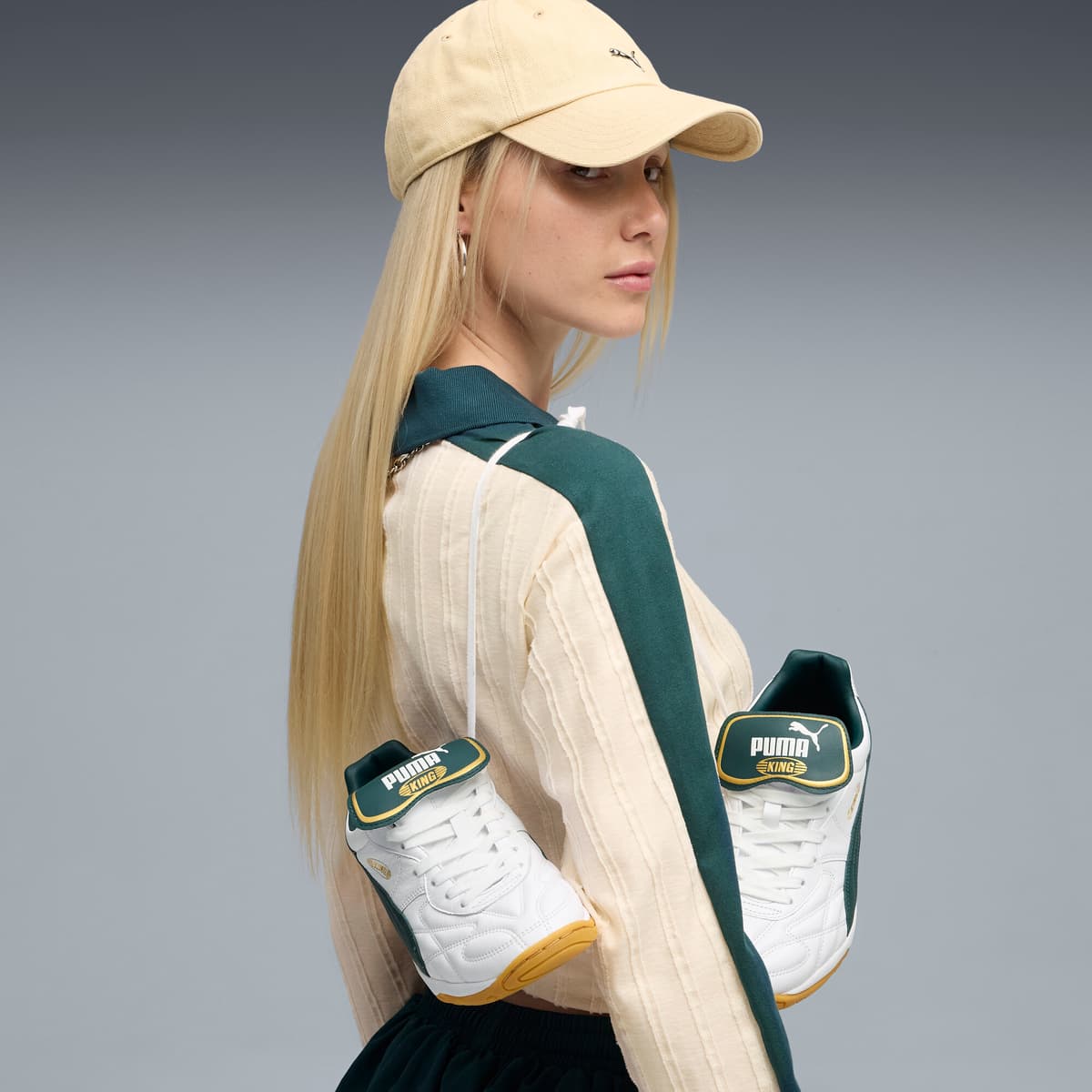 PUMA King Indoor sneakers unisex, Groen/Wit, Maat 40,5 thumbnail 8