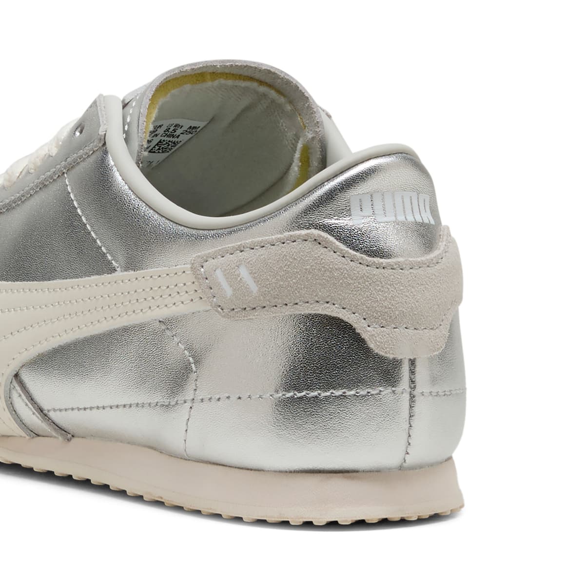 PUMA Bella leren sneakers voor Dames, Wit/Zilver, Maat 38 thumbnail 5