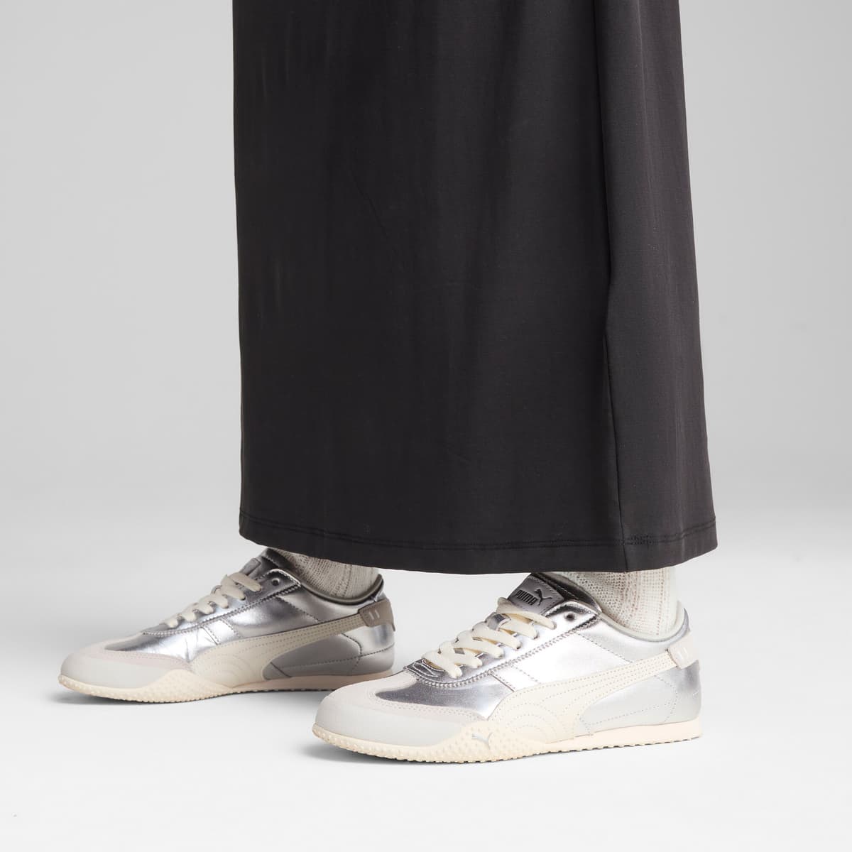 PUMA Bella leren sneakers voor Dames, Wit/Zilver, Maat 38 thumbnail 8