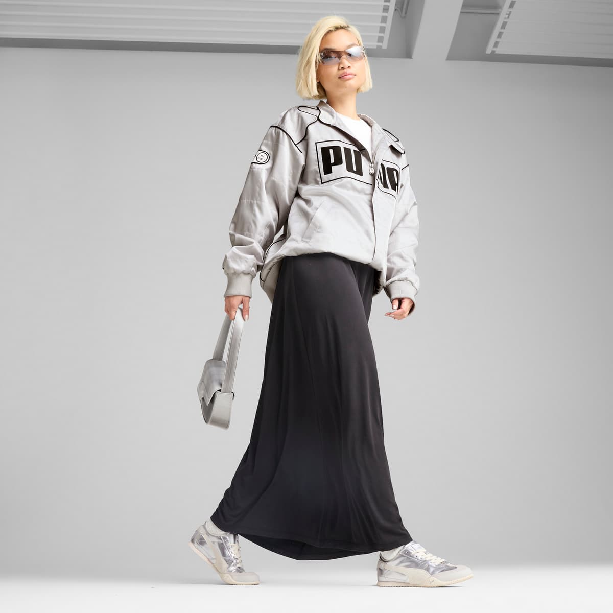 PUMA Bella leren sneakers voor Dames, Wit/Zilver, Maat 38 thumbnail 7