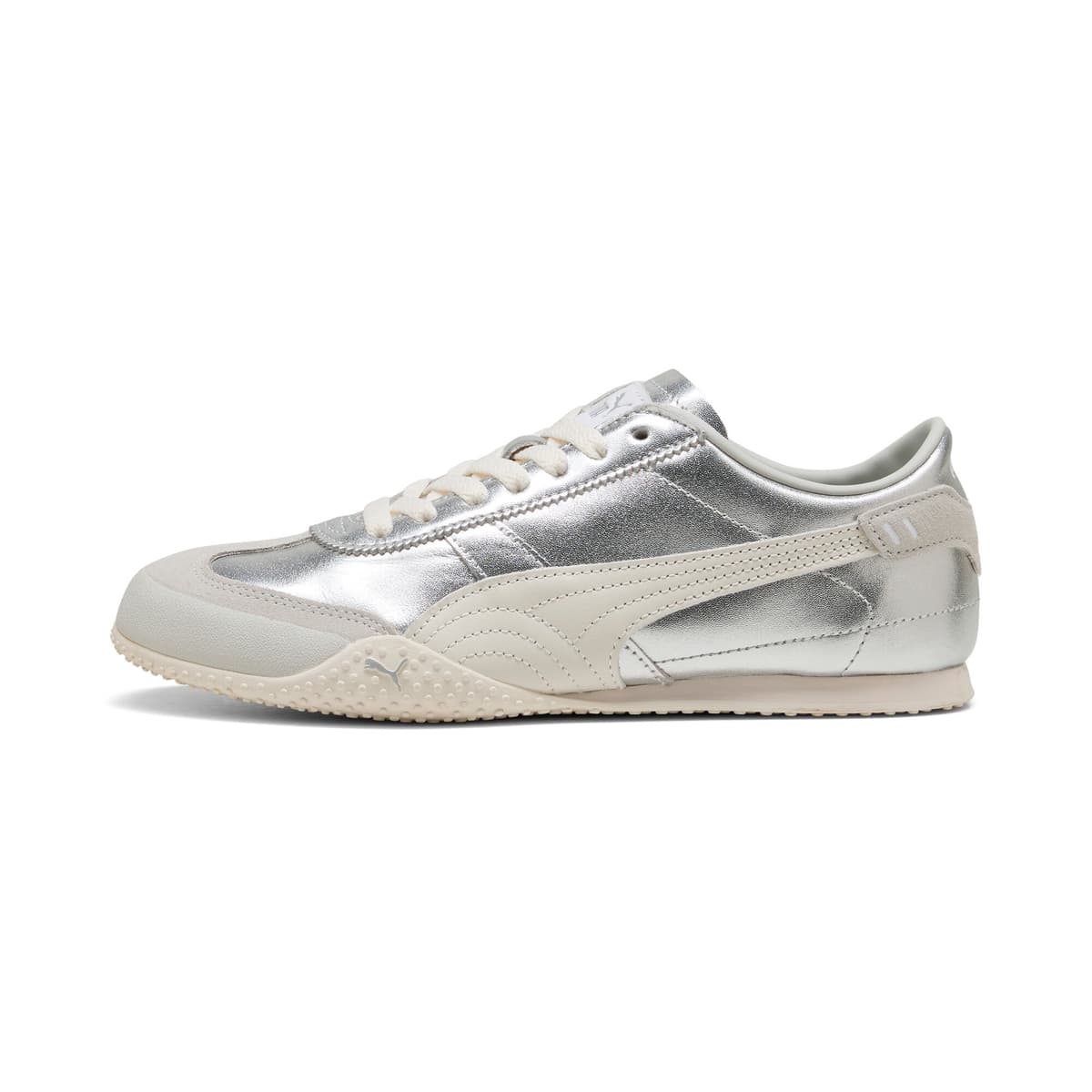 PUMA Bella leren sneakers voor Dames, Wit/Zilver, Maat 38