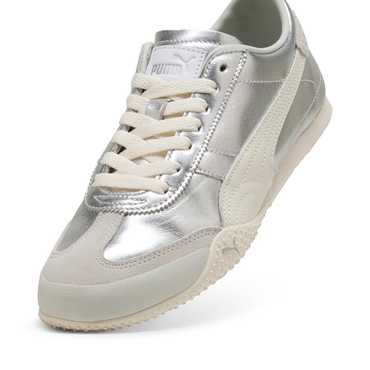 PUMA Bella leren sneakers voor Dames, Wit/Zilver, Maat 38 thumbnail 2