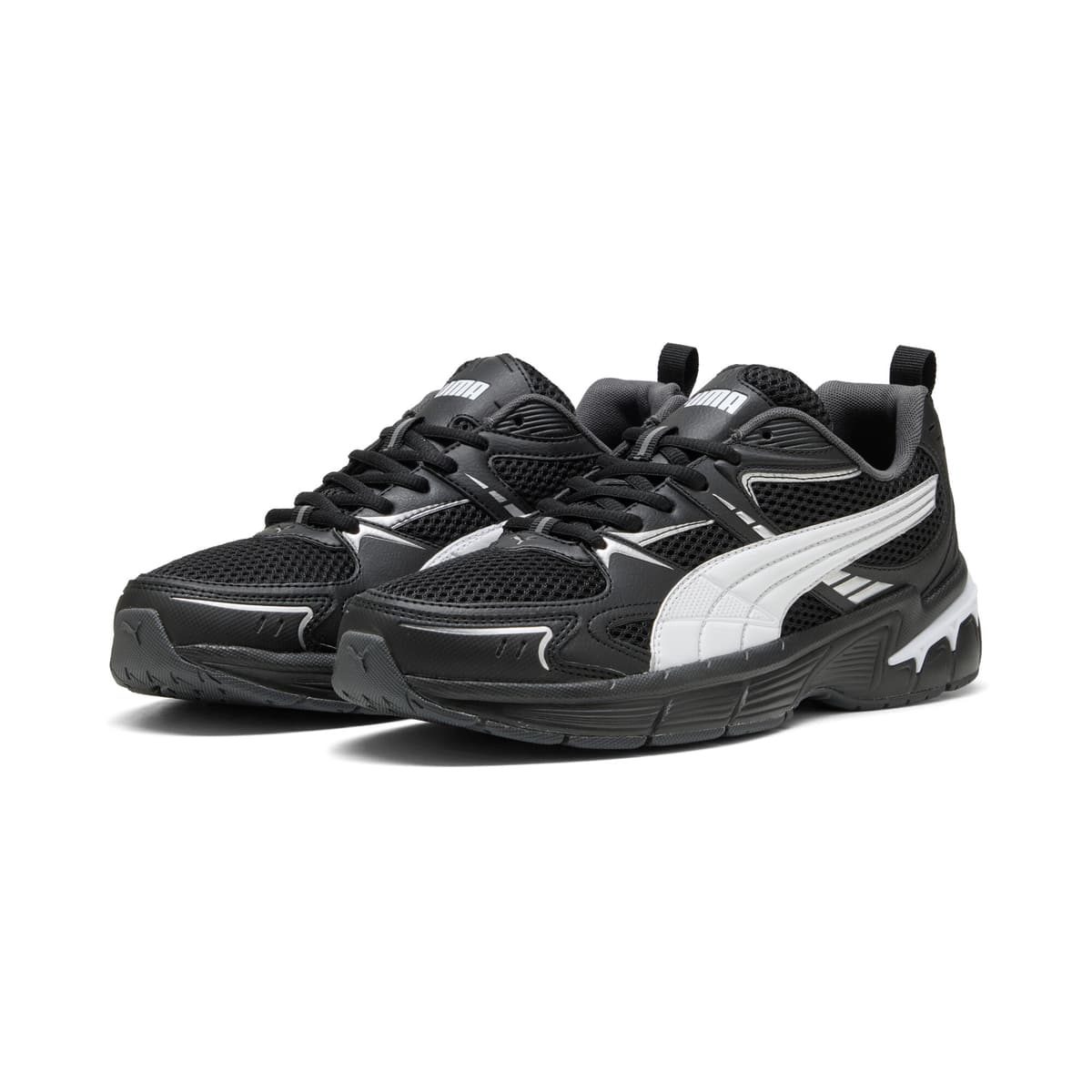 PUMA Milenio Tech 2000 sneakers uniseks, Zwart/Wit/Zilver, Maat 45 thumbnail 6