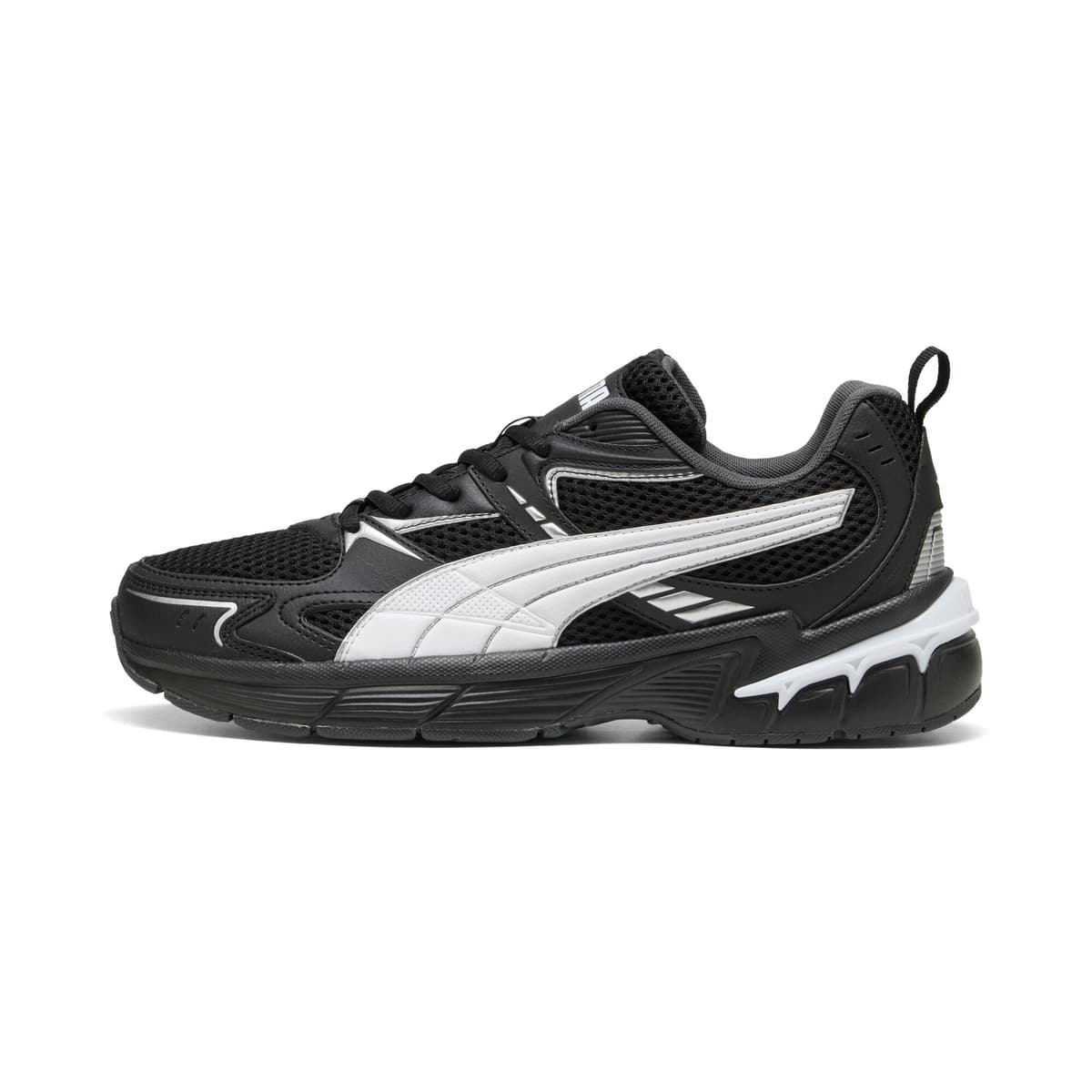 PUMA Milenio Tech 2000 sneakers uniseks, Zwart/Wit/Zilver, Maat 45