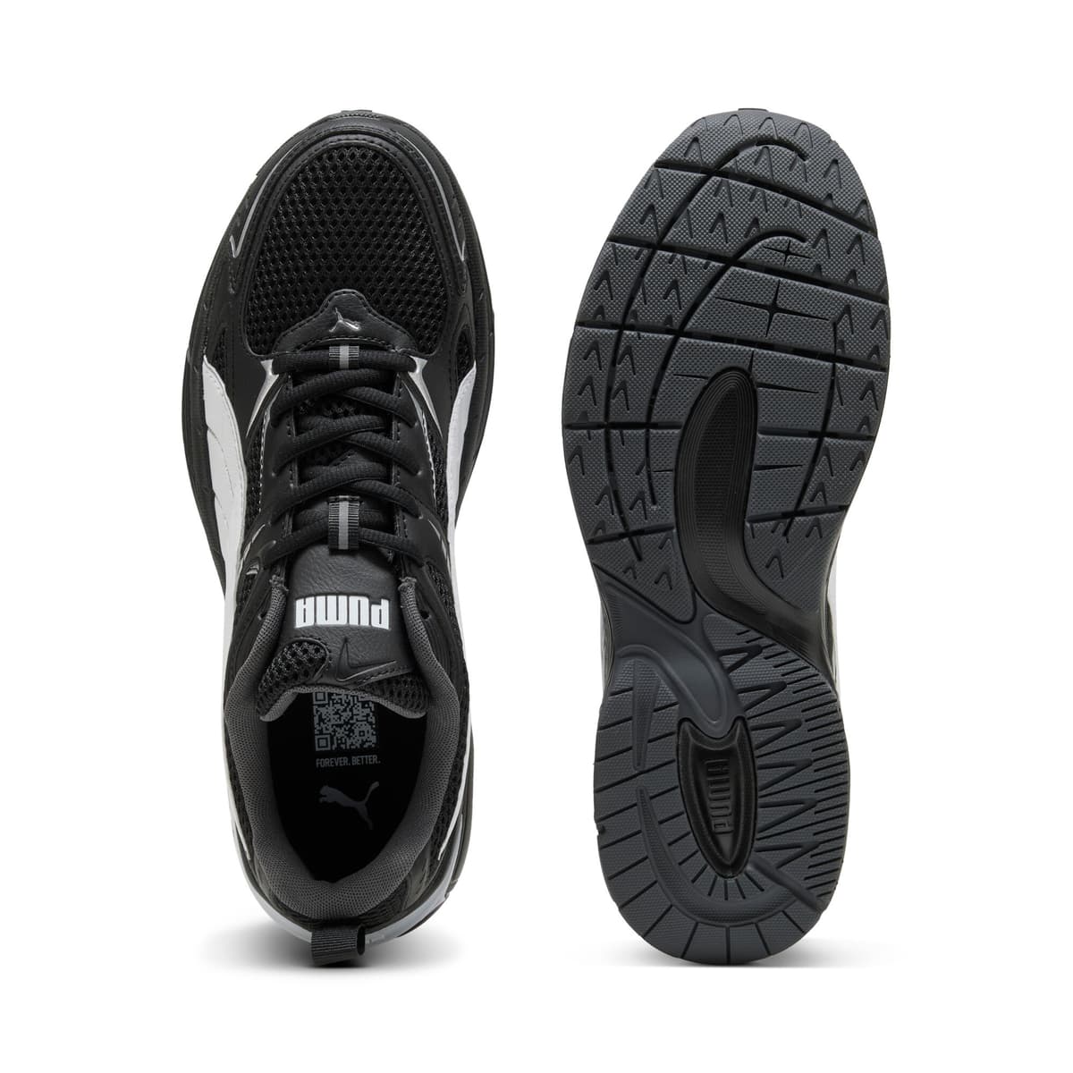 PUMA Milenio Tech 2000 sneakers uniseks, Zwart/Wit/Zilver, Maat 45 thumbnail 4