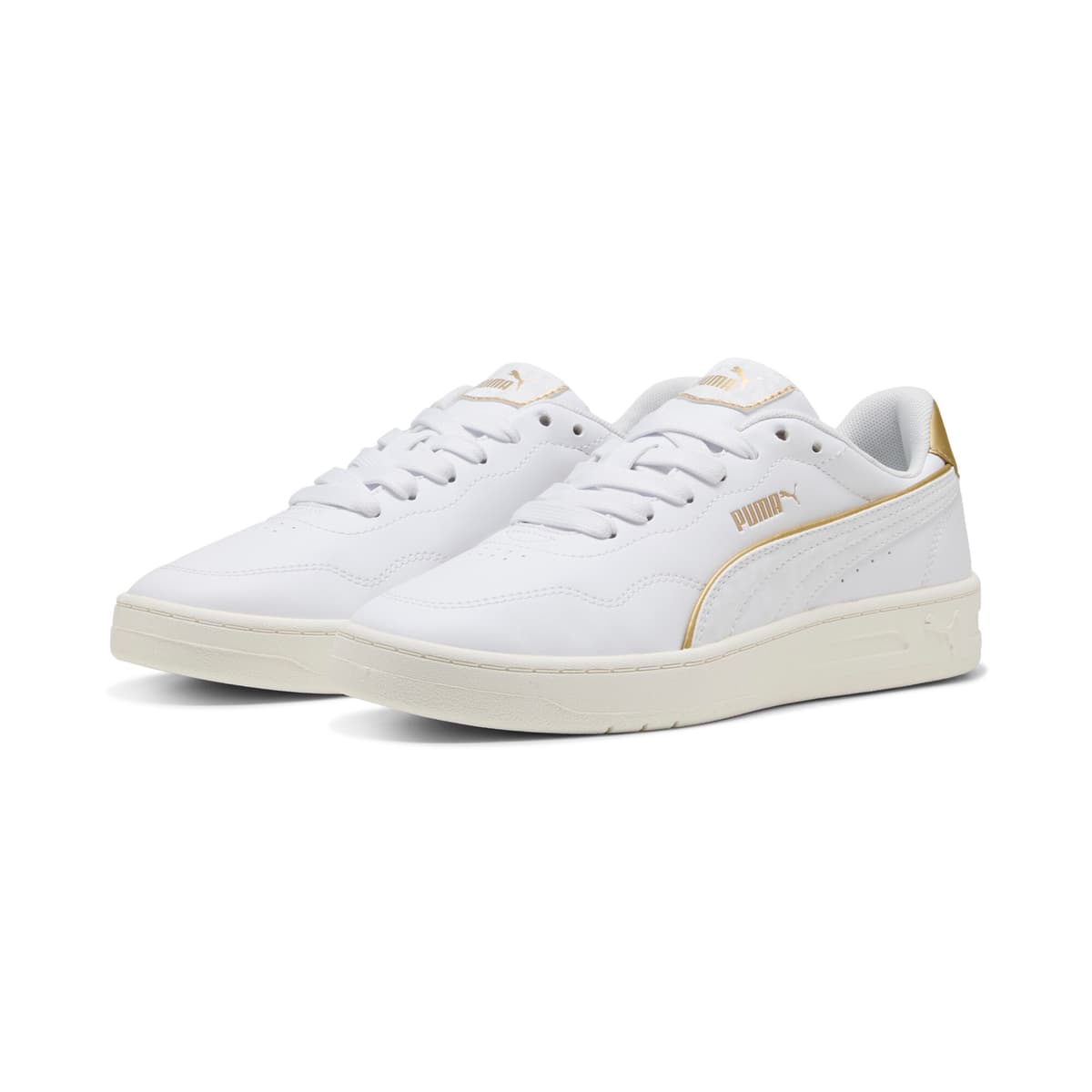 PUMA Court Lally Day Night sneakers voor Dames, Wit/Goud, Maat 36 thumbnail 6