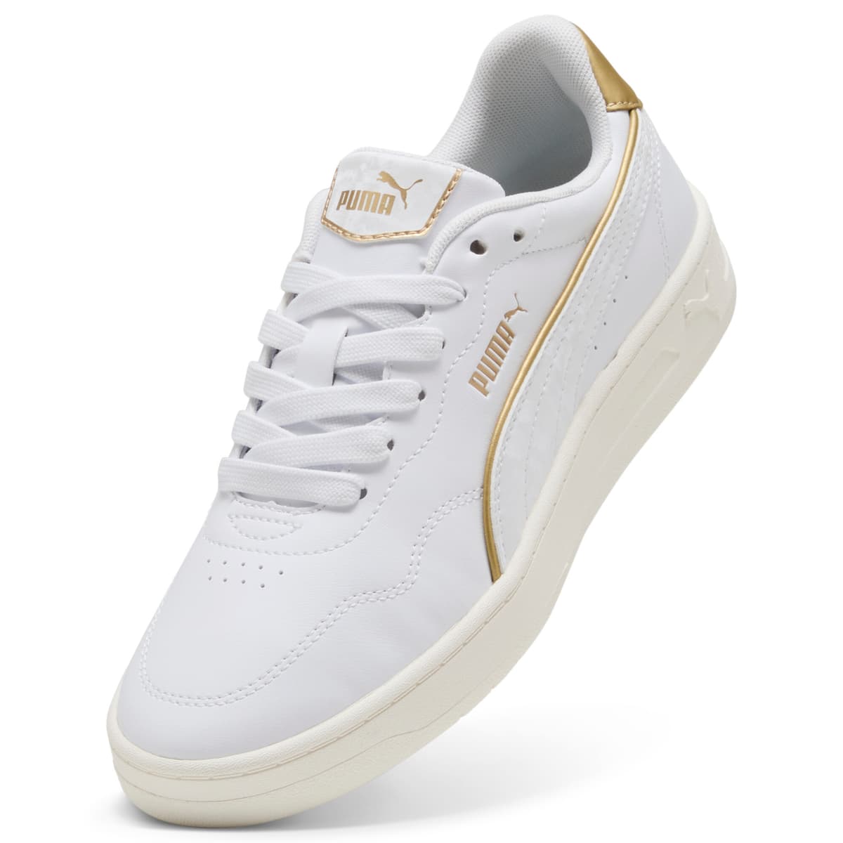 PUMA Court Lally Day Night sneakers voor Dames, Wit/Goud, Maat 36 thumbnail 2