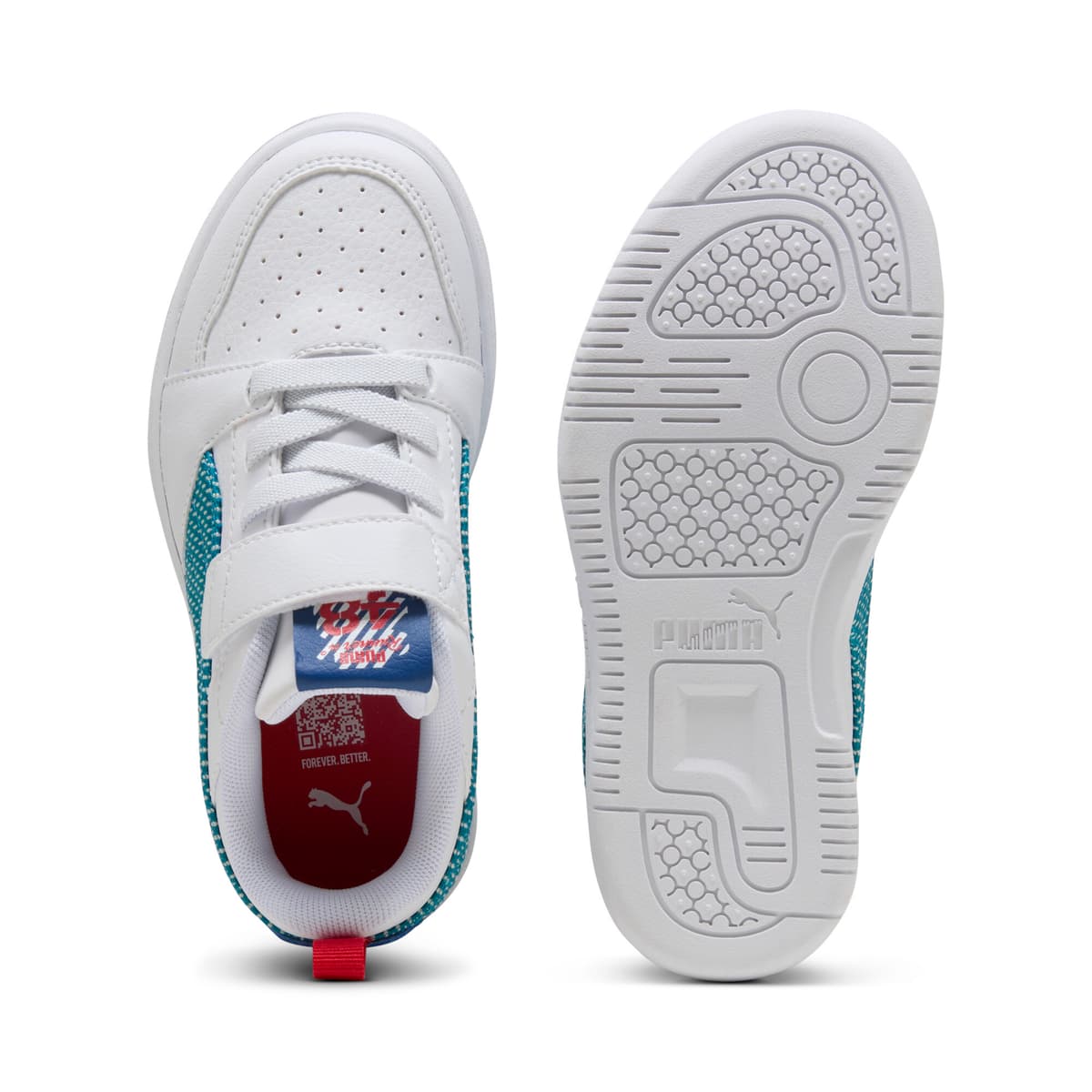 PUMA Rebound V6 Low Run Fun sneakers, Blauw/Wit, Maat 30 thumbnail 4