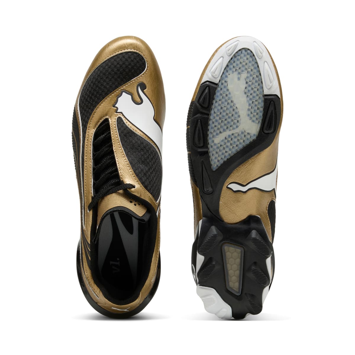 PUMA V-S1 Metallic uniseks sneakers, Zwart/Goud, Maat 47 thumbnail 4