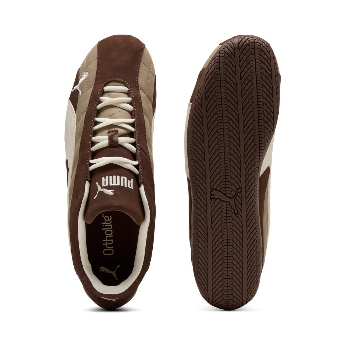 PUMA Speedcat Plus Gewatteerde Sneakers uniseks, Wit/Bruin, Maat 43 thumbnail 4