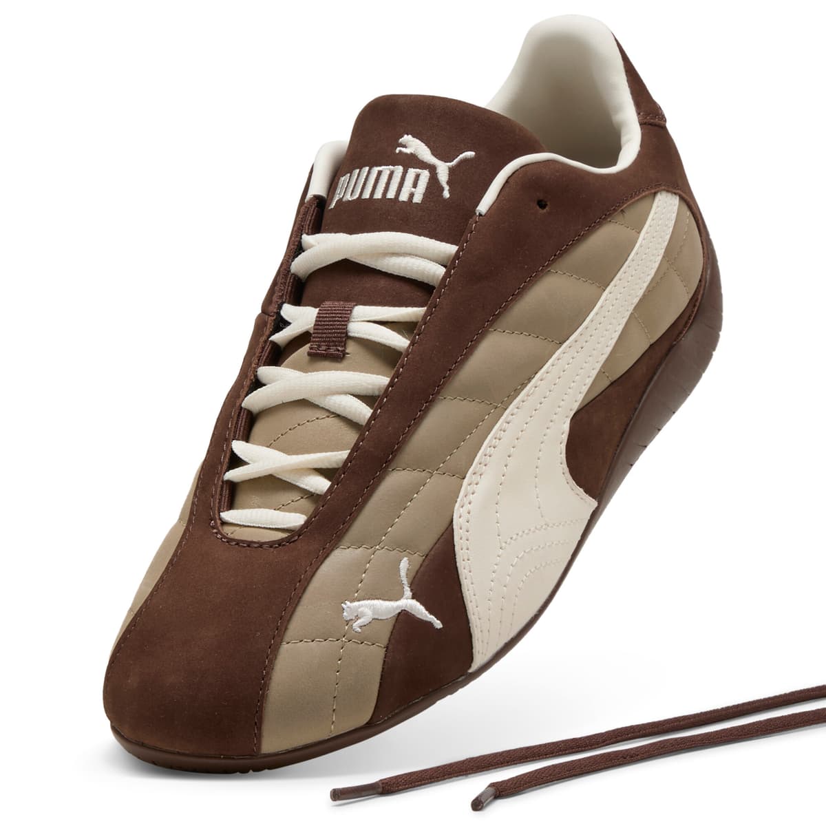 PUMA Speedcat Plus Gewatteerde Sneakers uniseks, Wit/Bruin, Maat 43 thumbnail 2