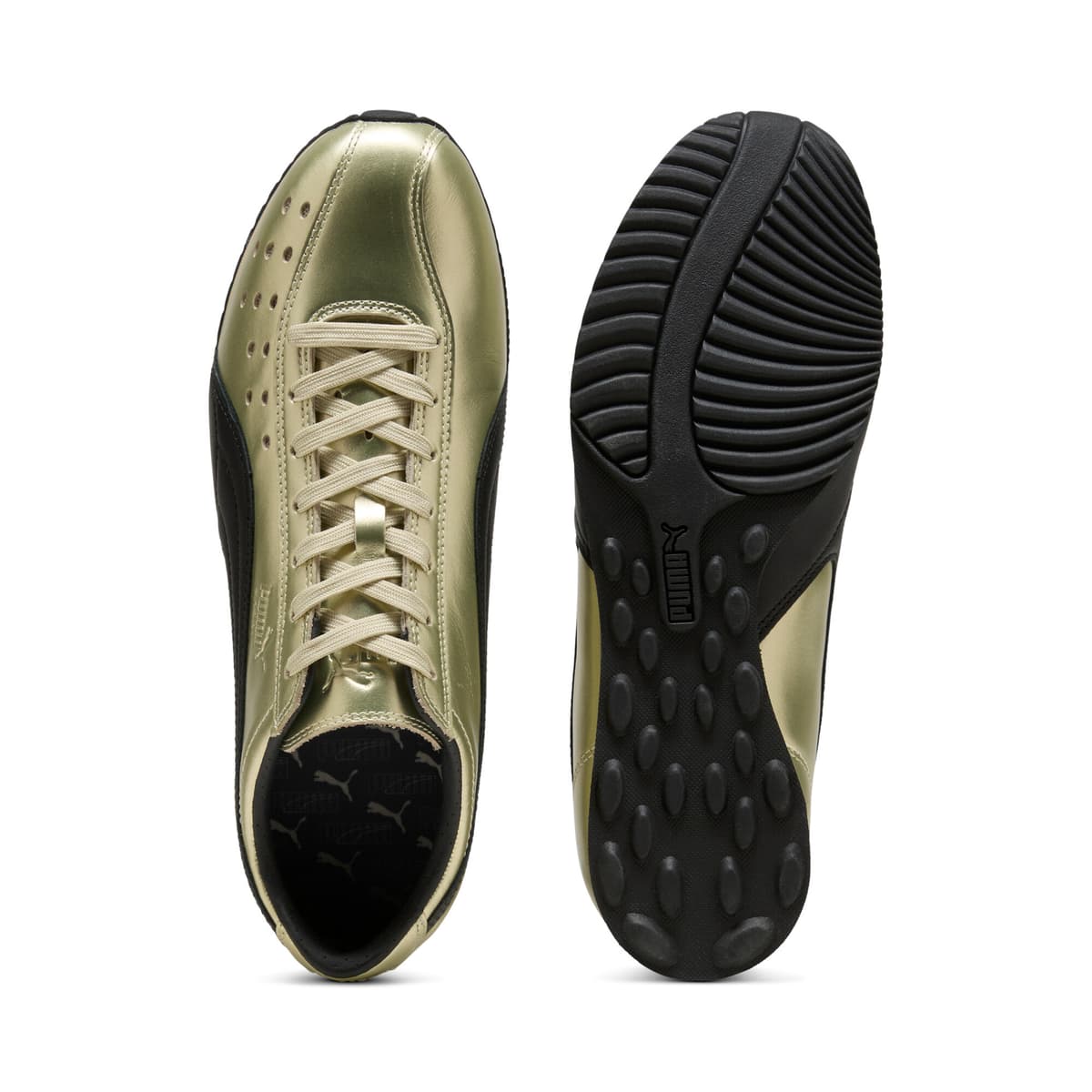 PUMA Sprint Metallic uniseks sneakers, Zwart/Goud, Maat 46 thumbnail 4