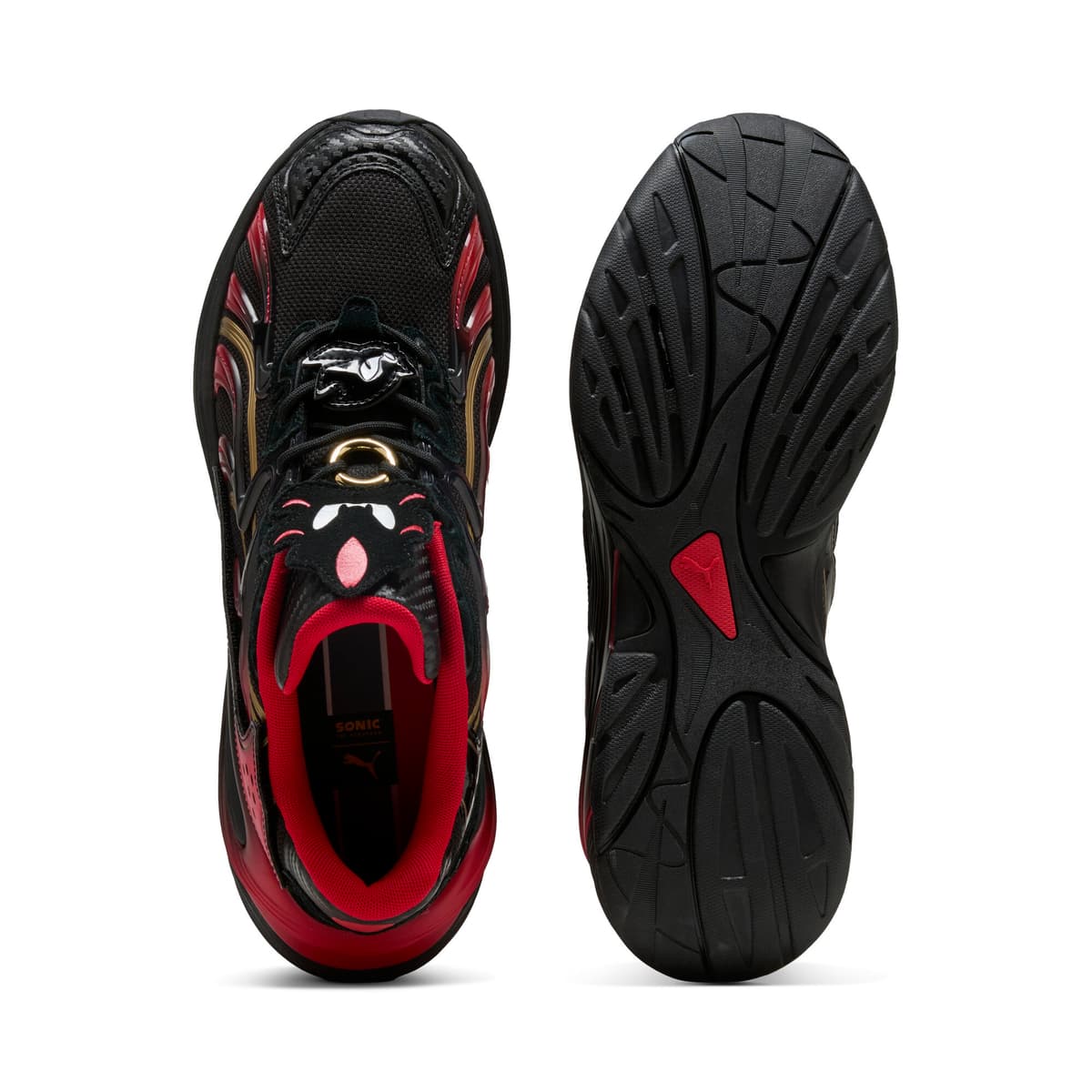 PUMA x SONIC THE HEDGEHOG Inverse Shadow uniseks sneakers, Zwart/Goud, Maat 37,5 thumbnail 5