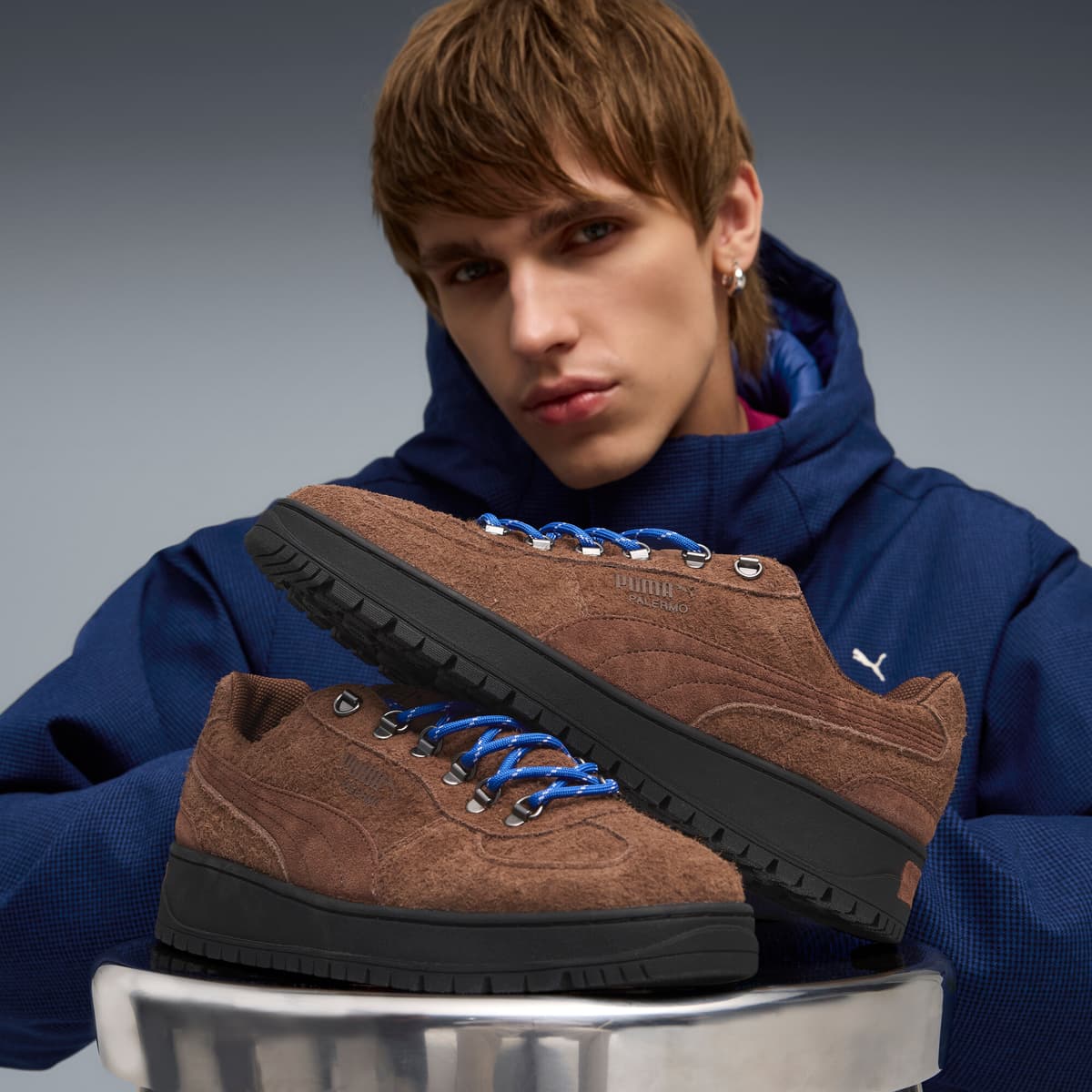 PUMA Palermo Alpino Fuzzy sneakers, Blauw/Bruin, Maat 44 thumbnail 8