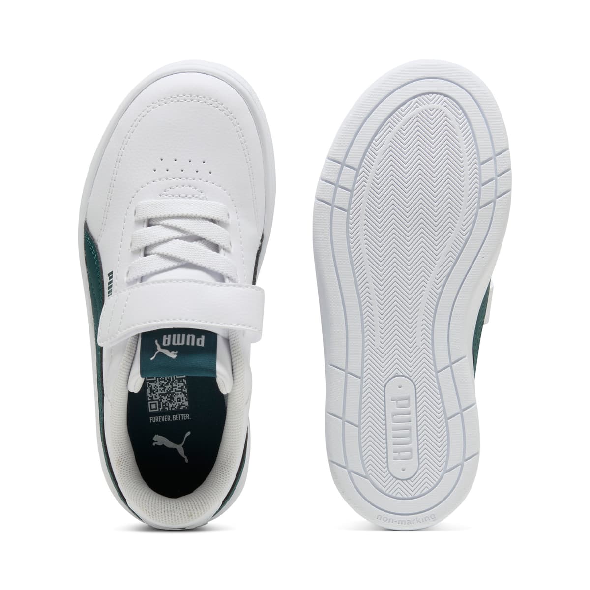 PUMA Court Classic Clean sneakers, Groen/Wit, Maat 32,5 thumbnail 4
