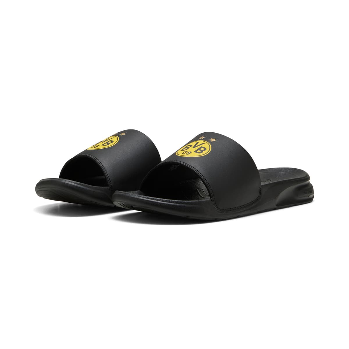 PUMA Softride Teamcat BVB badslippers uniseks, Zwart/Geel/Goud, Maat 40,5 thumbnail 6