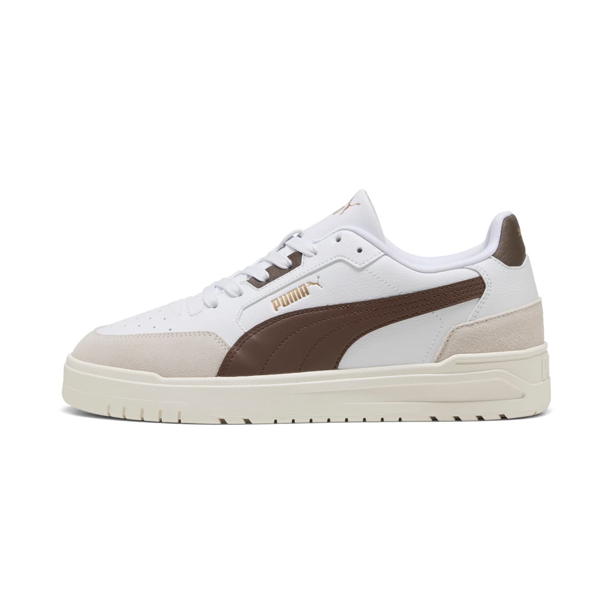 PUMA Shuffle Downtown uniseks sneakers, Grijs/Wit/Brons, Maat 38,5