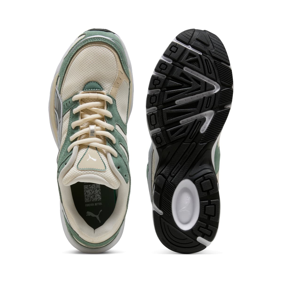 PUMA C25K uniseks sneakers, Groen/Zilver, Maat 38,5 thumbnail 4