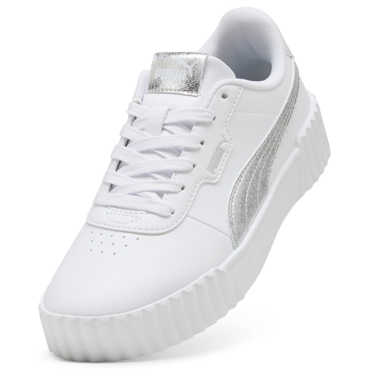 PUMA Carina 3.0 Metallic Whisper sneakers voor Dames, Wit/Zilver, Maat 38,5 thumbnail 2