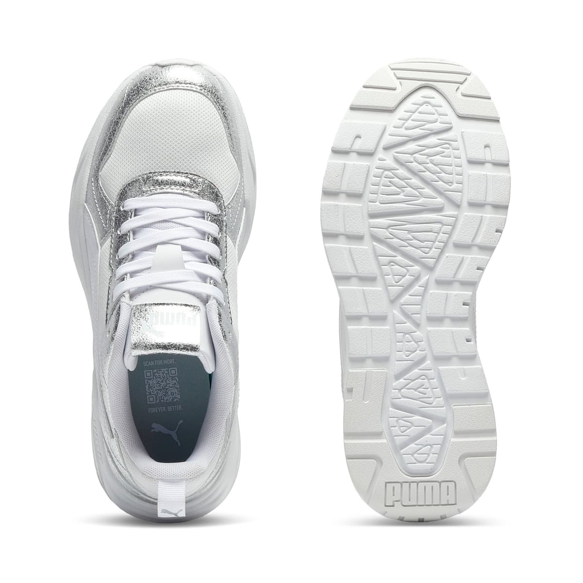 PUMA Trinity 2 Metallic Whisper sneakers voor Dames, Grijs/Wit/Zilver, Maat 37 thumbnail 4