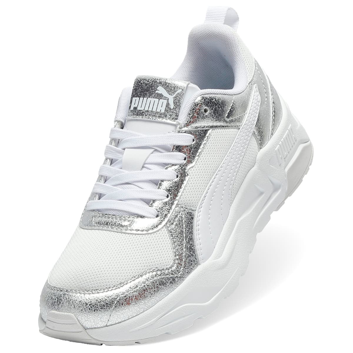 PUMA Trinity 2 Metallic Whisper sneakers voor Dames, Grijs/Wit/Zilver, Maat 37 thumbnail 2