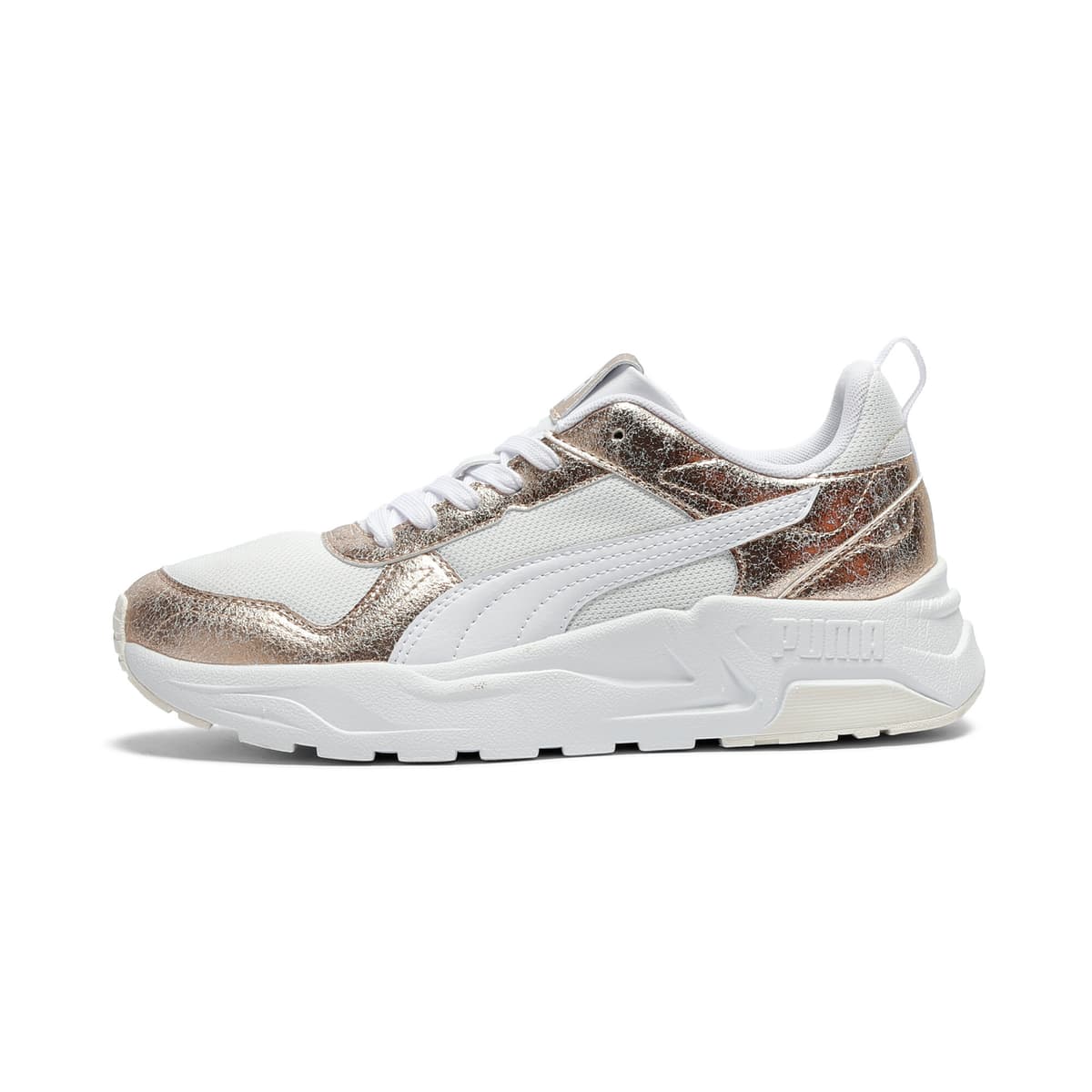 PUMA Trinity 2 Metallic Whisper sneakers voor Dames, Wit/Goud, Maat 41