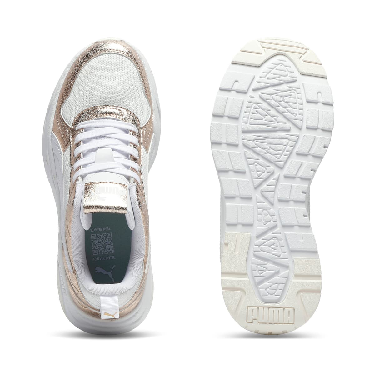 PUMA Trinity 2 Metallic Whisper sneakers voor Dames, Wit/Goud, Maat 41 thumbnail 4