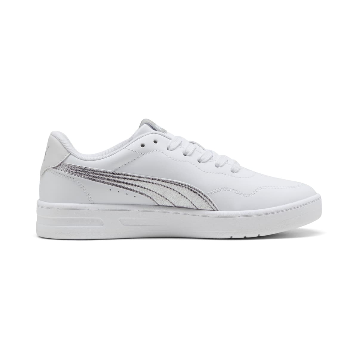 PUMA Court Lally Metallic Whisper sneakers voor Dames, Wit/Zilver, Maat 42,5 thumbnail 3